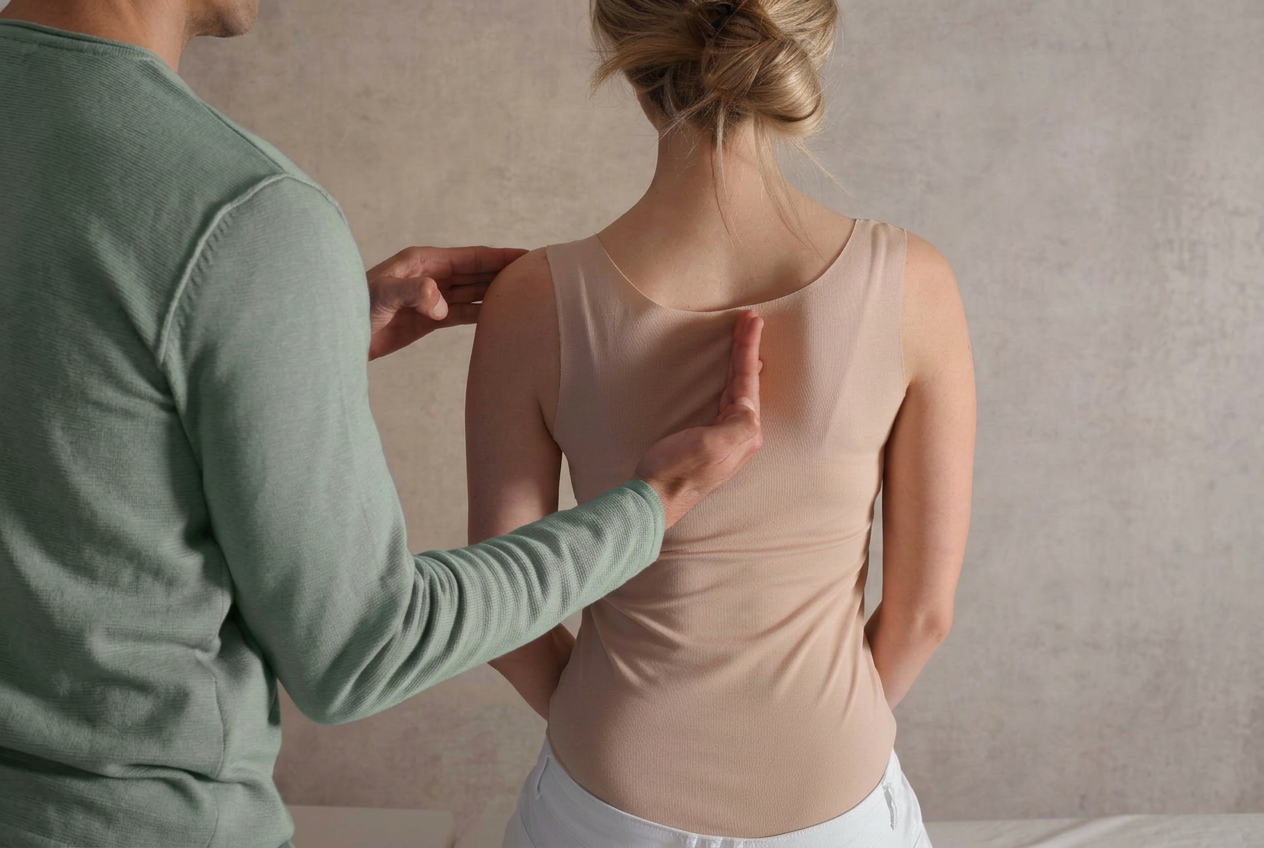 Chiropractic treatment showing spine and back areas